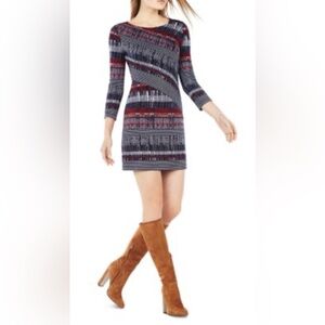 BCBGMaxAzria Verana Jacquard Long Sleeve Dress. L